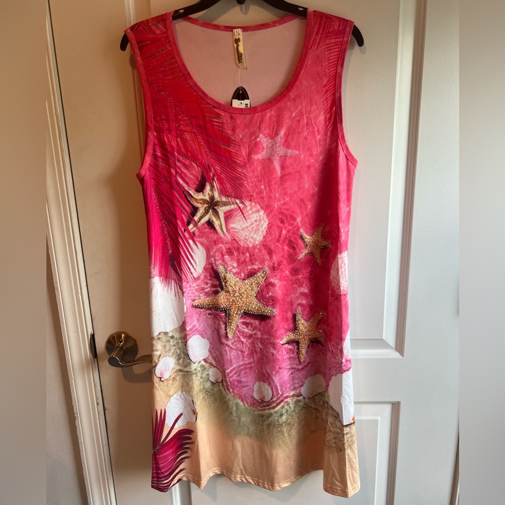NWT Woman’s coverup or dress size-S/M no sleeves sparkle/stones in front